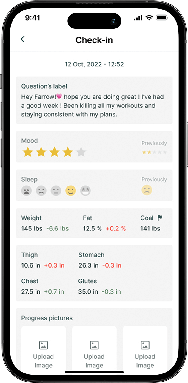 farrow fitness app check-in feature